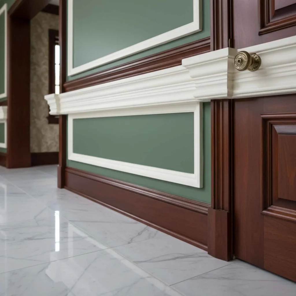 Close-up of custom interior finishes (trim, moldings)