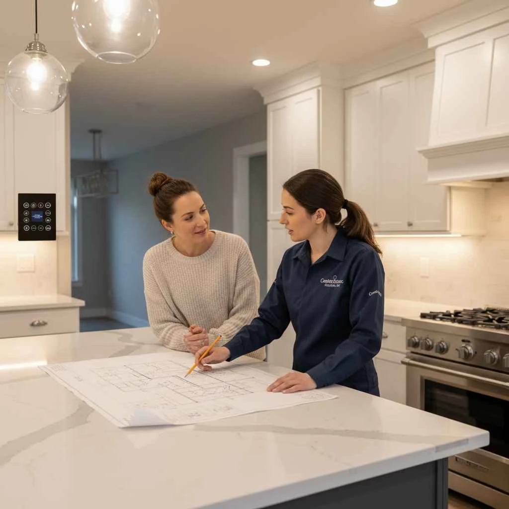 Electrician consulting with a client